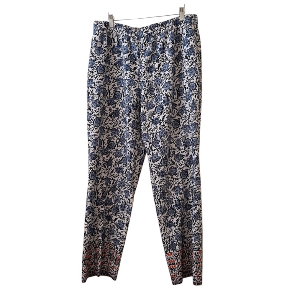 Talbots Floral Straight Slim Leg Paisley Elastic Waist Pull On Palazzo Pants